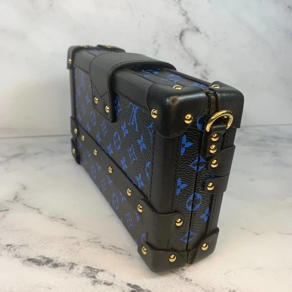 Louis Vuitton Petite Malle Trunk Crossbody shoulder bag Blue/Black Monogram LV
